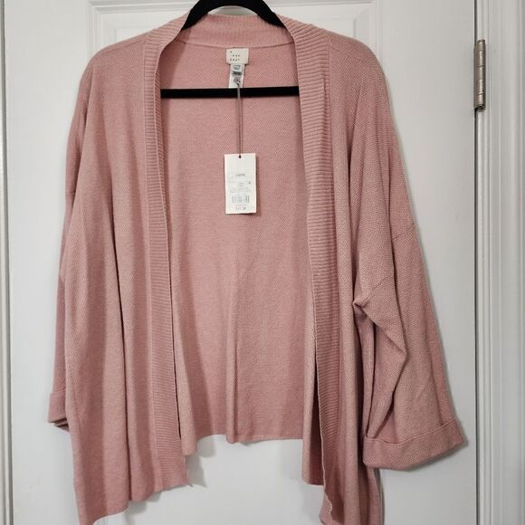 A New Day - OSFA - Pink Kimono Cardigan Sweater Lightweight Knit - Picture 3 of 5